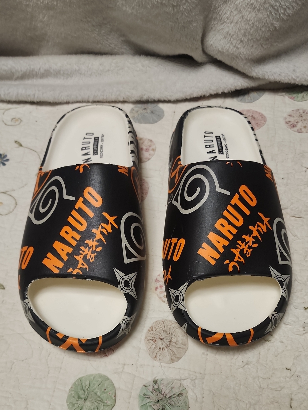 Naruto Black & Orange Slide Sandals for Men
